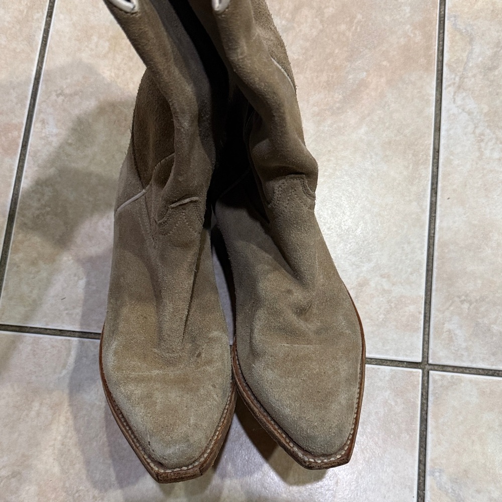 Dr Adams classic cowboy pull on Tan Heeled Boots real leather - Picture 8 of 12